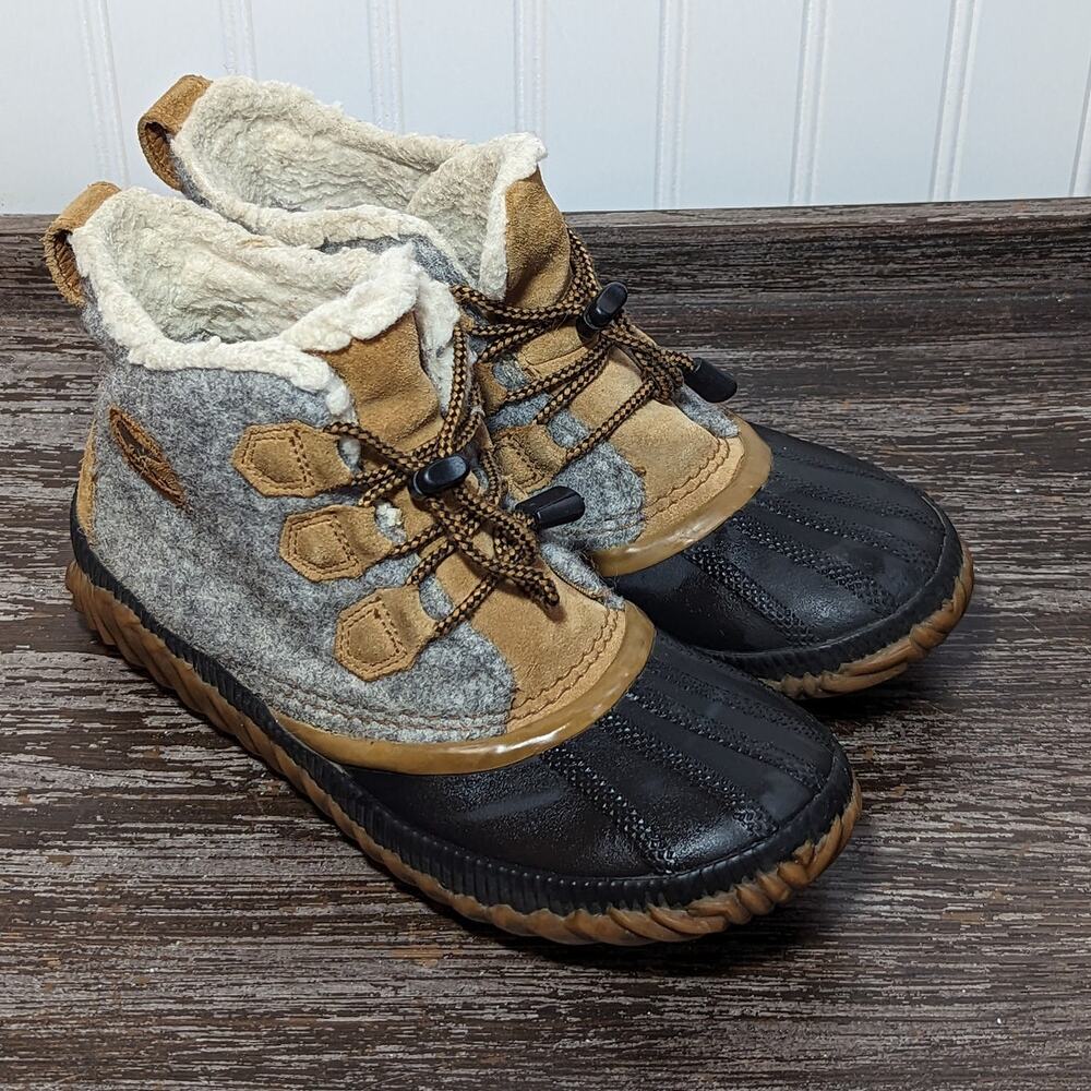 Sorel Women's Gray Navy Felted Out and About Duck Boots Size 6